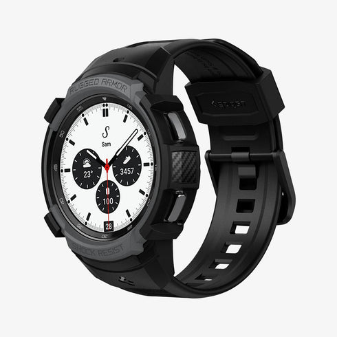 ACS06488 - Galaxy Watch 6 Classic (47mm) Case Rugged Armor Pro in black showing the front